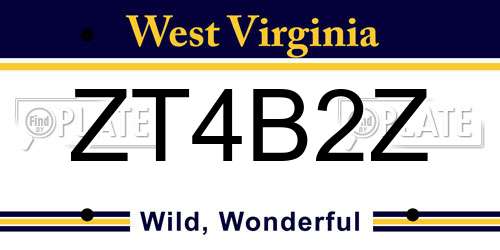 ZT4B2Z West Virginia License Plate