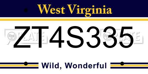ZT4S335 West Virginia License Plate