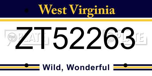 ZT52263 West Virginia License Plate