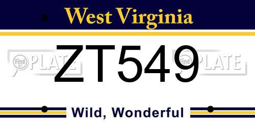 ZT549 West Virginia License Plate