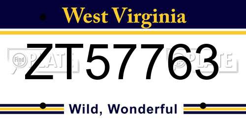 ZT57763 West Virginia License Plate