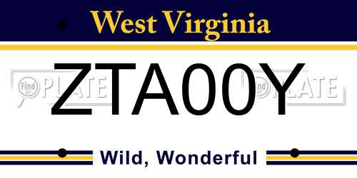 ZTA00Y West Virginia License Plate