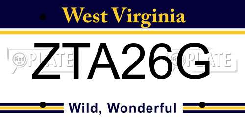 ZTA26G West Virginia License Plate