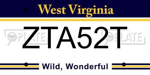 ZTA52T West Virginia License Plate