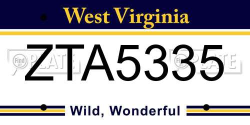 ZTA5335 West Virginia License Plate