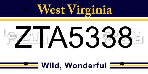 ZTA5338 West Virginia License Plate