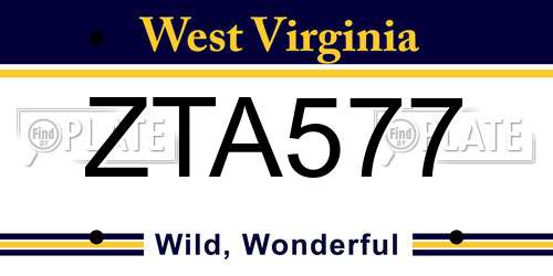 ZTA577 West Virginia License Plate