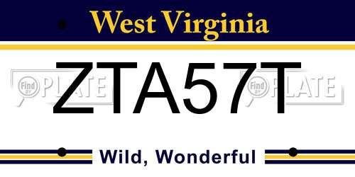 ZTA57T West Virginia License Plate