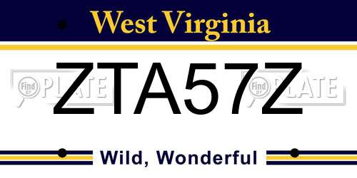 ZTA57Z West Virginia License Plate