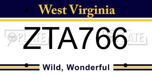ZTA766 West Virginia License Plate