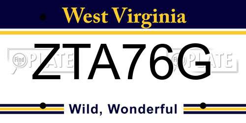 ZTA76G West Virginia License Plate