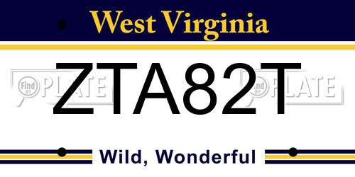 ZTA82T West Virginia License Plate