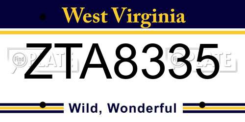 ZTA8335 West Virginia License Plate
