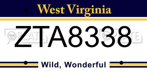 ZTA8338 West Virginia License Plate