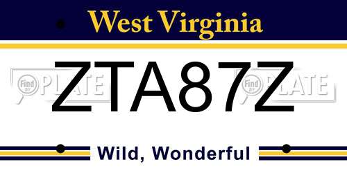 ZTA87Z West Virginia License Plate