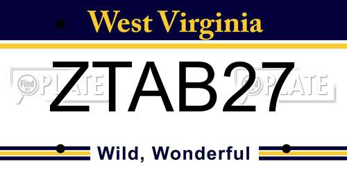 ZTAB27 West Virginia License Plate