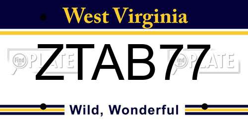 ZTAB77 West Virginia License Plate