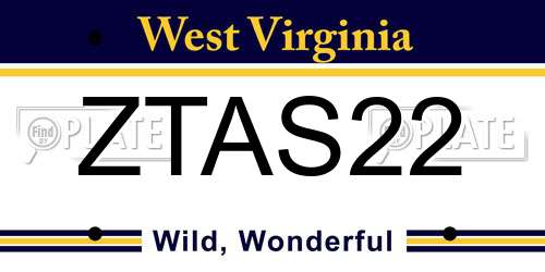 ZTAS22 West Virginia License Plate