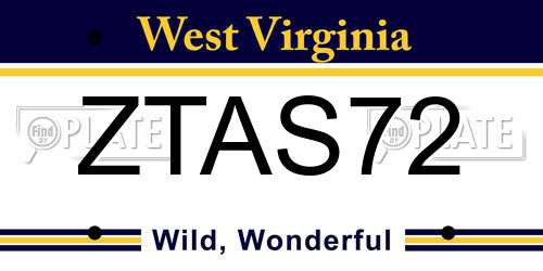 ZTAS72 West Virginia License Plate