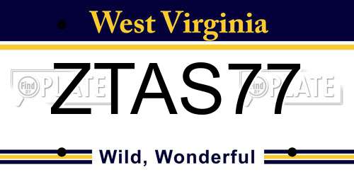 ZTAS77 West Virginia License Plate