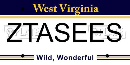 ZTASEES West Virginia License Plate