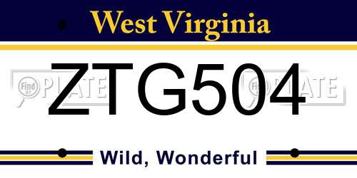 ZTG504 West Virginia License Plate