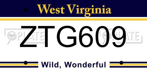 ZTG609 West Virginia License Plate