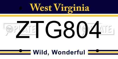 ZTG804 West Virginia License Plate