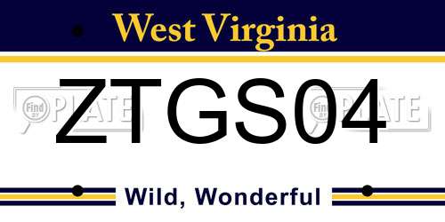 ZTGS04 West Virginia License Plate