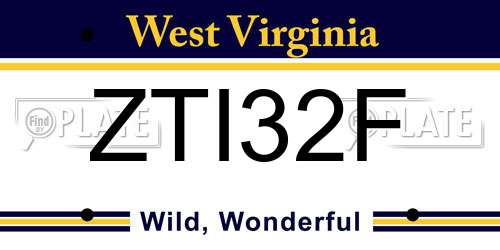 ZTI32F West Virginia License Plate