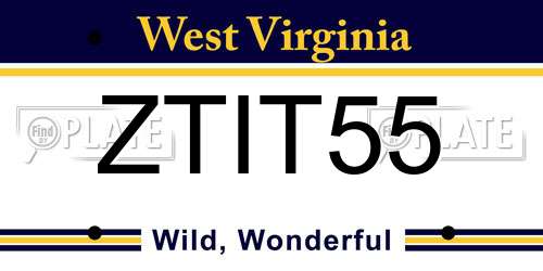 ZTIT55 West Virginia License Plate