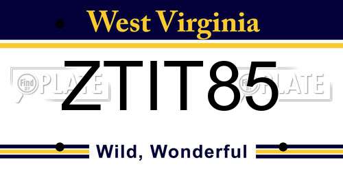 ZTIT85 West Virginia License Plate