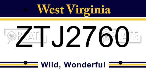 ZTJ2760 West Virginia License Plate