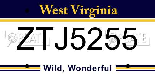 ZTJ5255 West Virginia License Plate