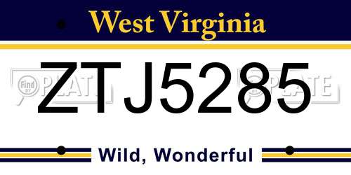 ZTJ5285 West Virginia License Plate