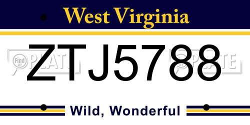 ZTJ5788 West Virginia License Plate