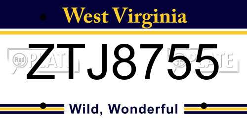 ZTJ8755 West Virginia License Plate