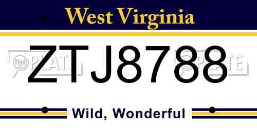 ZTJ8788 West Virginia License Plate