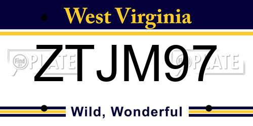ZTJM97 West Virginia License Plate