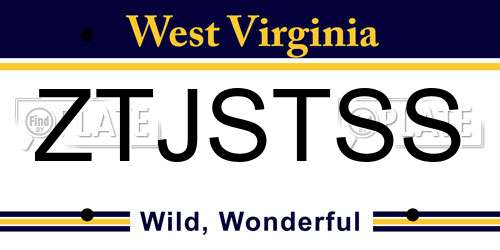ZTJSTSS West Virginia License Plate