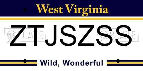 ZTJSZSS West Virginia License Plate