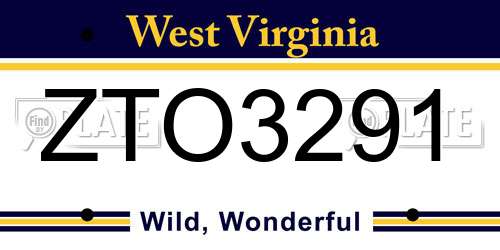 ZTO3291 West Virginia License Plate