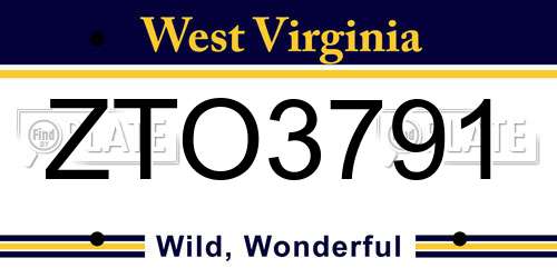 ZTO3791 West Virginia License Plate