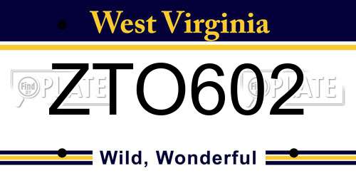ZTO602 West Virginia License Plate