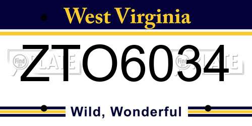 ZTO6034 West Virginia License Plate