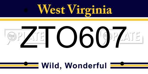 ZTO607 West Virginia License Plate