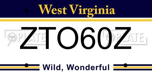 ZTO60Z West Virginia License Plate