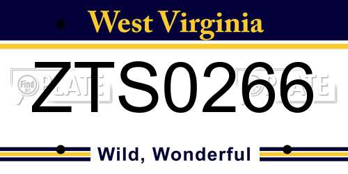 ZTS0266 West Virginia License Plate