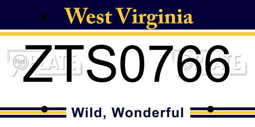 ZTS0766 West Virginia License Plate