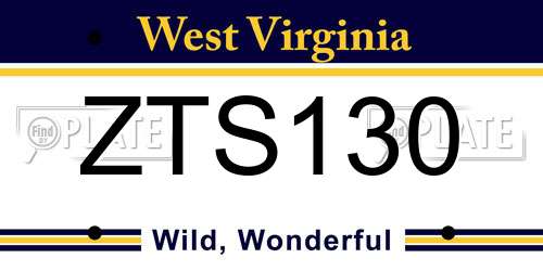 ZTS130 West Virginia License Plate